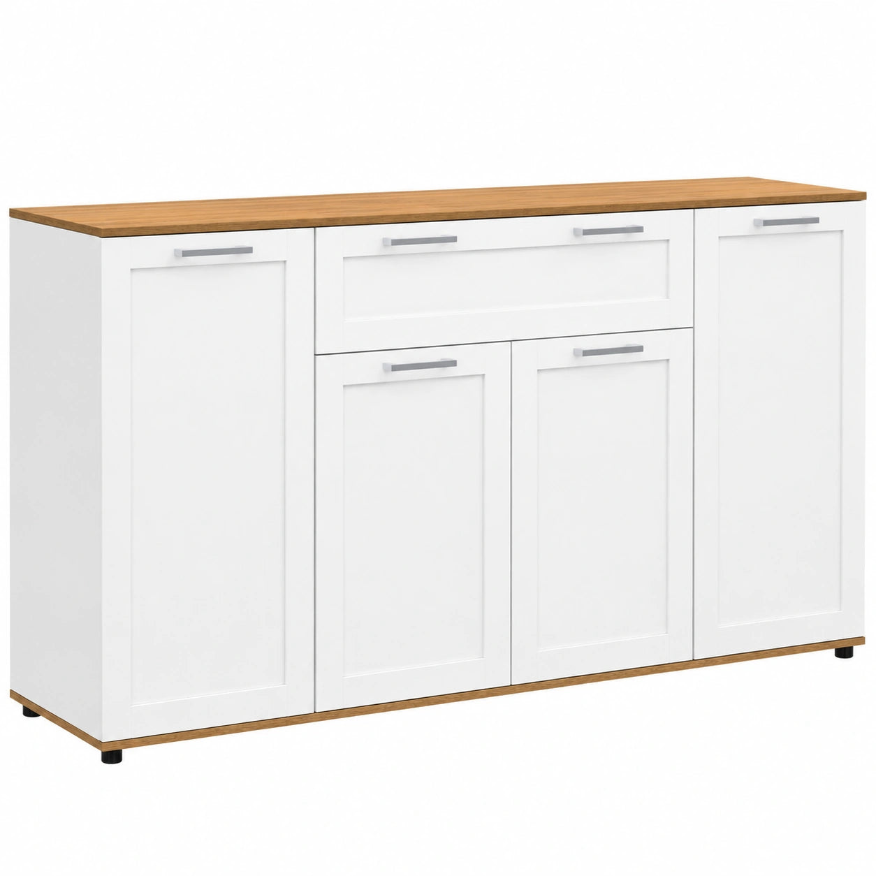 Moderner TV-Schrank VITO 140 cm mit 4 Türen und Schublade – Weiß und Holz