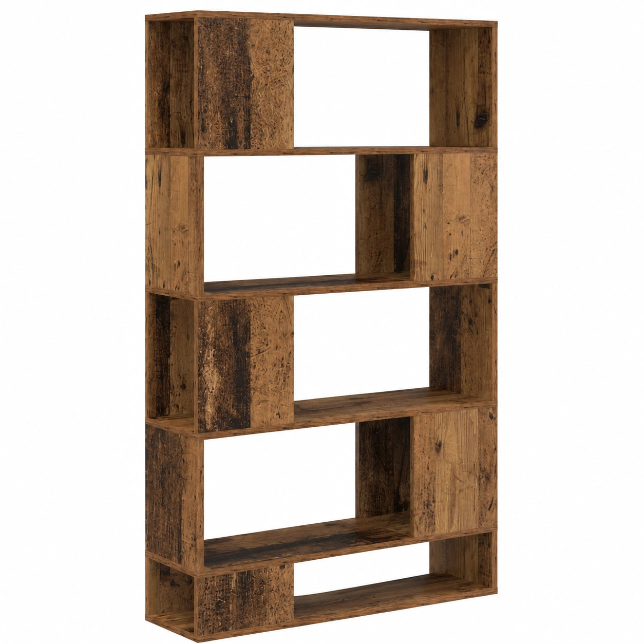 Modulares Holz-TV-Regalset in Braun, Wandmontage, 80x24x156 cm