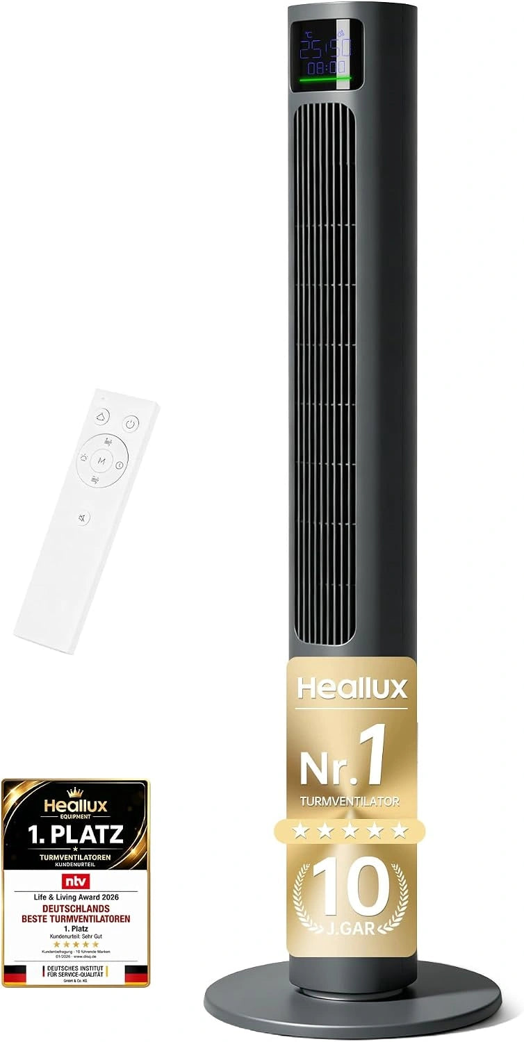 HEALLUX Turmventilator Turmventilator 115, Fernbedienung, Grau