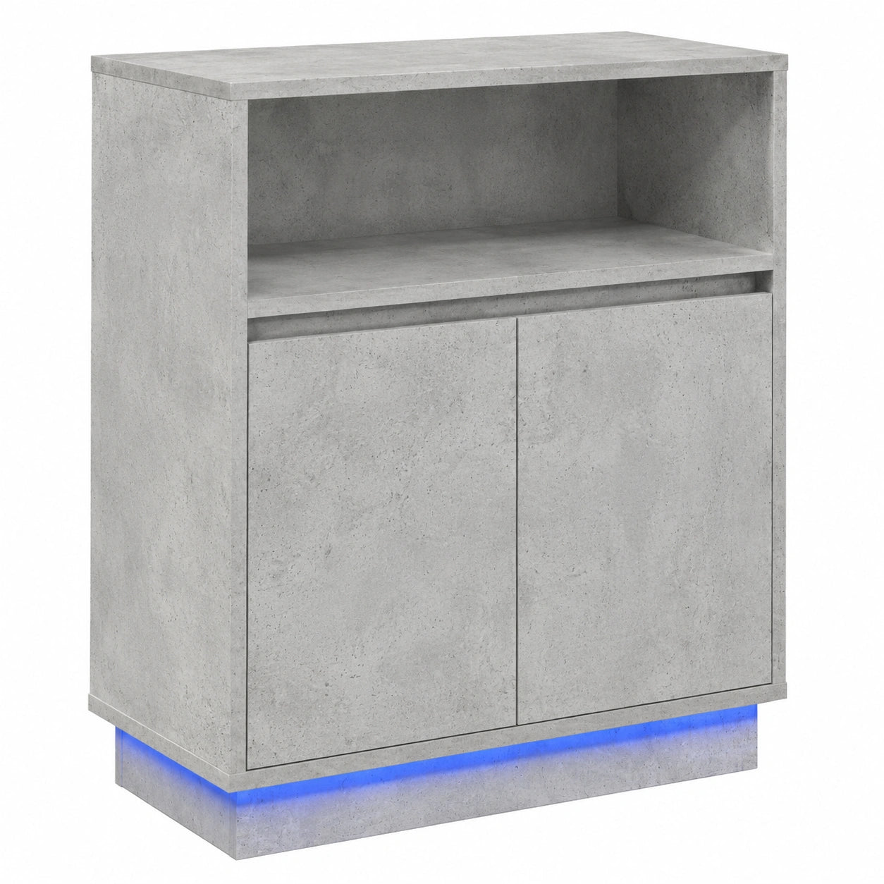 Moderner LED-Sideboard in Betongrau, 71x34,5x75 cm, Hochwertiger Holzwerkstoff, Ideal für Wohnzimmer