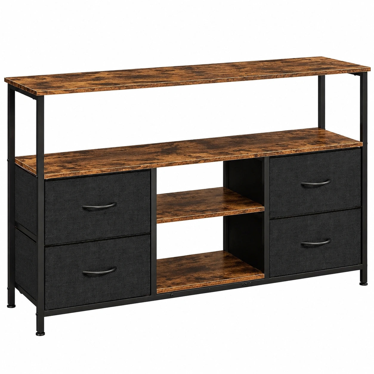 Eleganter TV-Schrank mit Stoffschubladen und Stauraum, vielseitiges Lowboard für Wohnzimmer