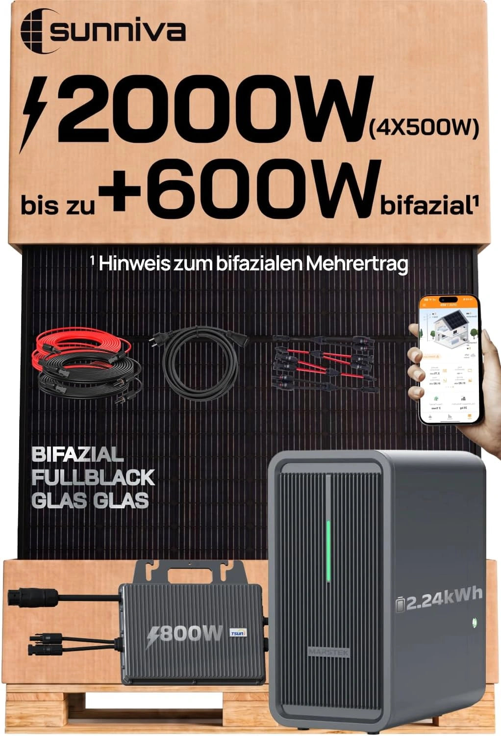 SUNNIVA Balkonkraftwerk, 2,24 kWh
