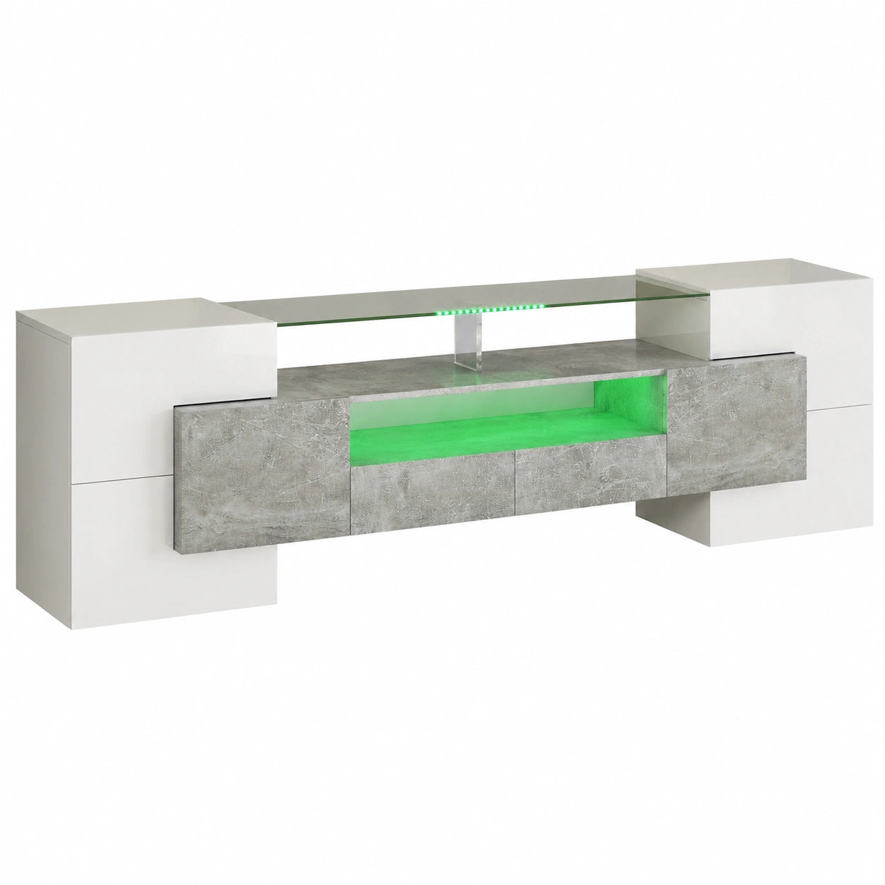 Moderner TV-Schrank 200 cm mit LED und Glasoberfläche in Grau