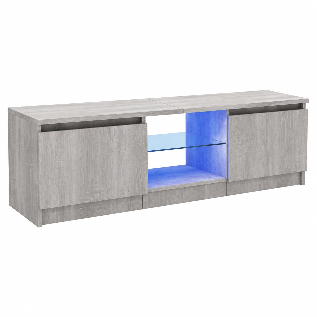 Moderner TV-Schrank mit LED-Beleuchtung, Graues Sonoma-Holz, 120x30x36cm