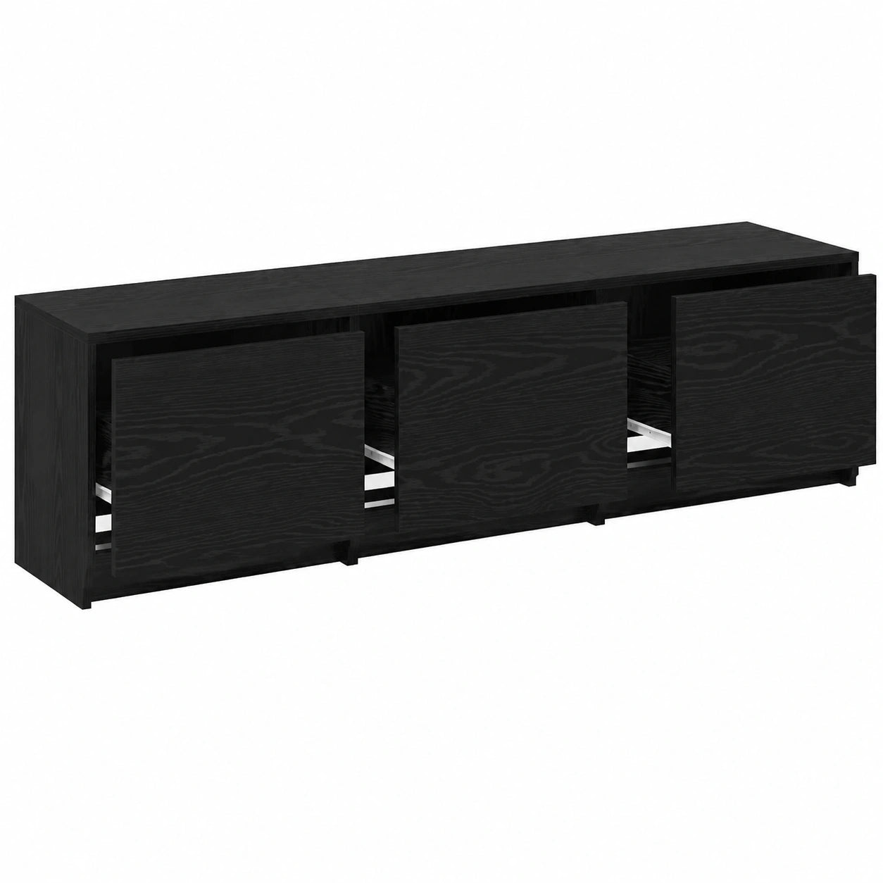 Moderner LED-TV-Schrank aus schwarzer Eiche 165 x 34 x 40 cm, Wohnzimmermöbel für stilvolle Aufbewahrung