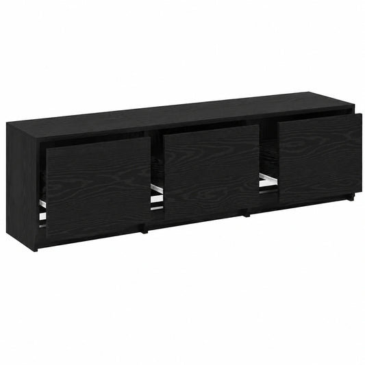 Moderner LED-TV-Schrank aus schwarzer Eiche 165 x 34 x 40 cm, Wohnzimmermöbel für stilvolle Aufbewahrung