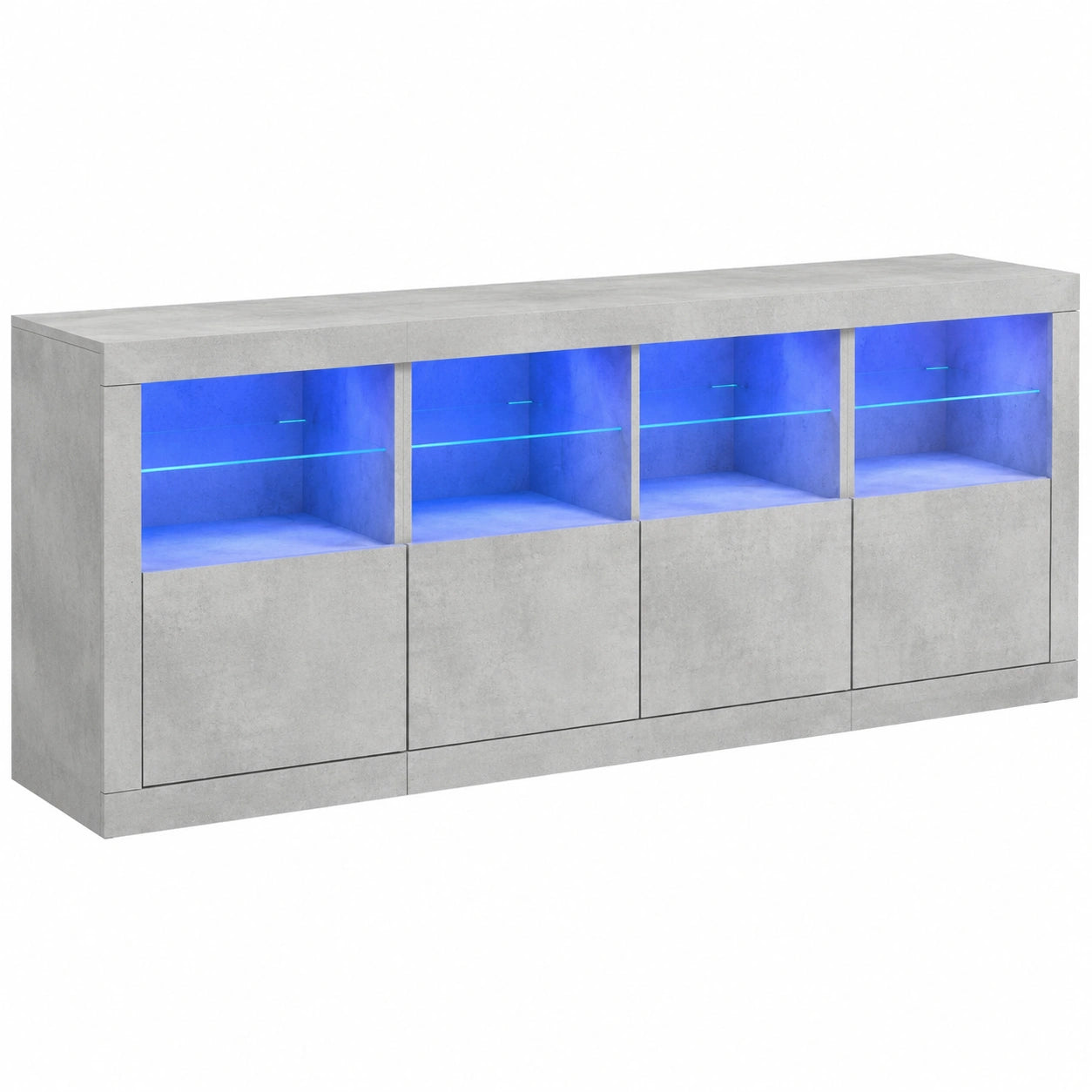 Moderner Sideboard mit LED-Beleuchtung, Betongrau, Viel Stauraum