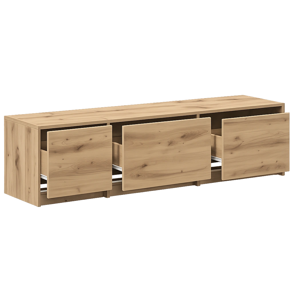 Moderner TV-Schrank mit LED in Artisan-Eiche, 165x34x40 cm, stilvolle Media-Konsole