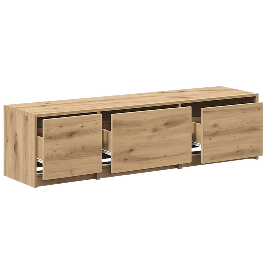 Moderner TV-Schrank mit LED in Artisan-Eiche, 165x34x40 cm, stilvolle Media-Konsole