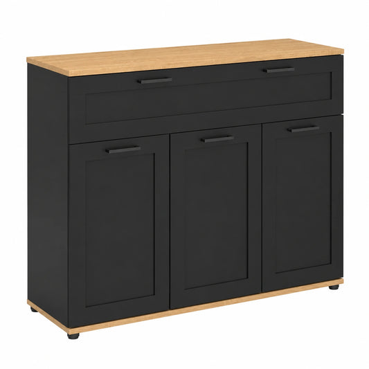 IDMarket - TV-Lowboard VITO mit 3 Türen und 1 Schublade, Schwarz und Holzoptik, 100 cm