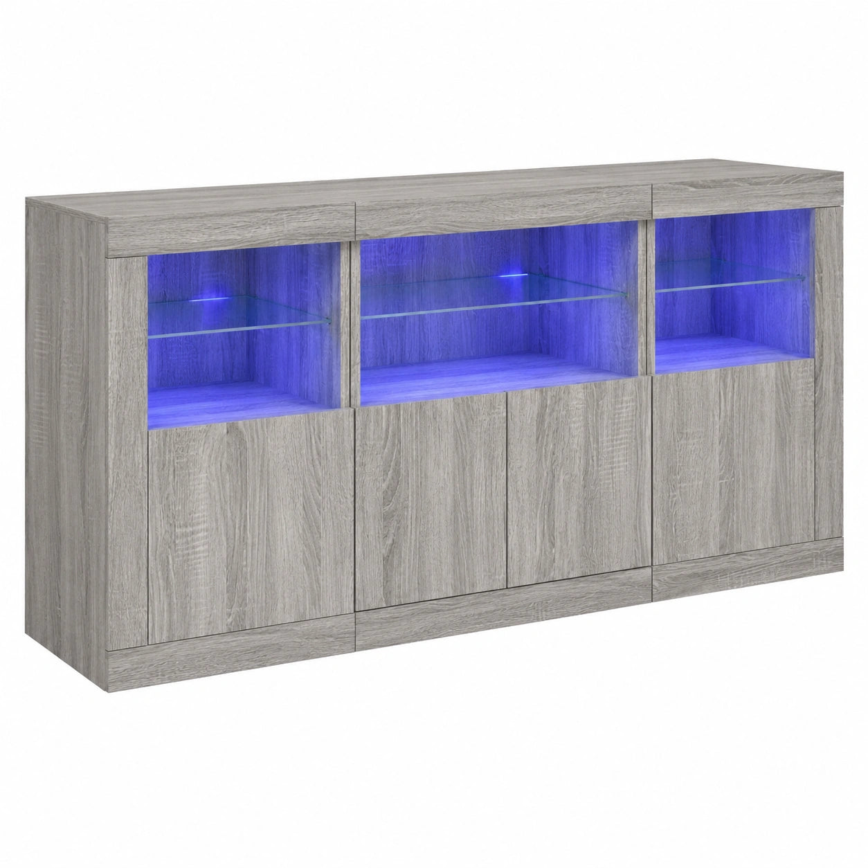 Moderner Sideboard mit LED, Graues Sonoma Highboard mit viel Stauraum