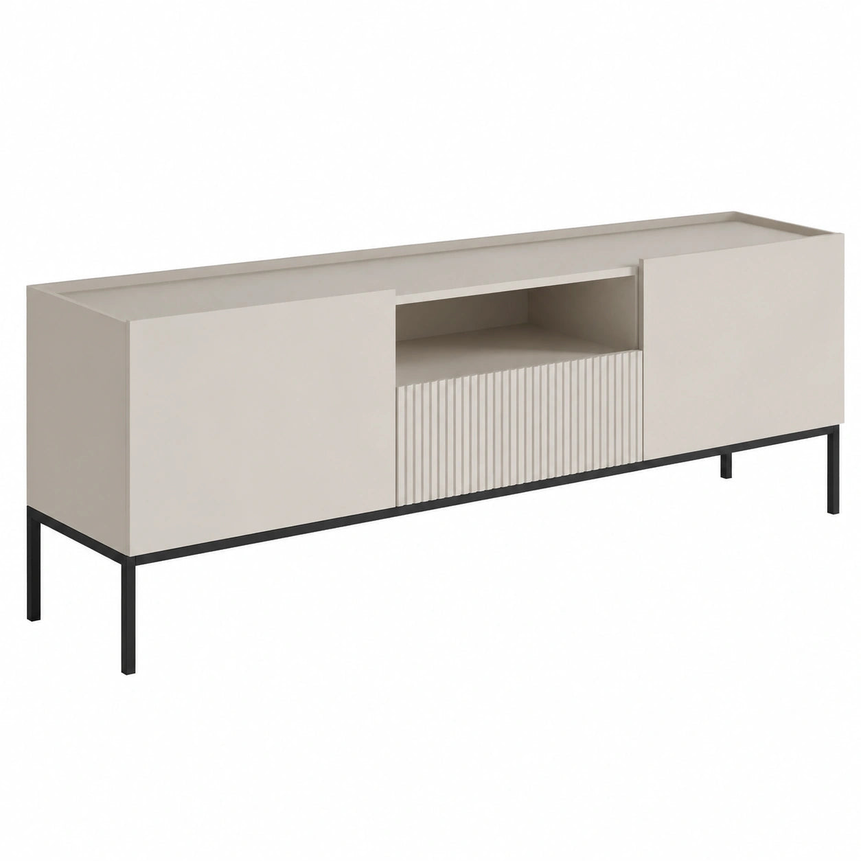 Breites TV-Lowboard Cowilo mit Schublade und offenen Fächern, Modernes Design, Farbton Cashmere