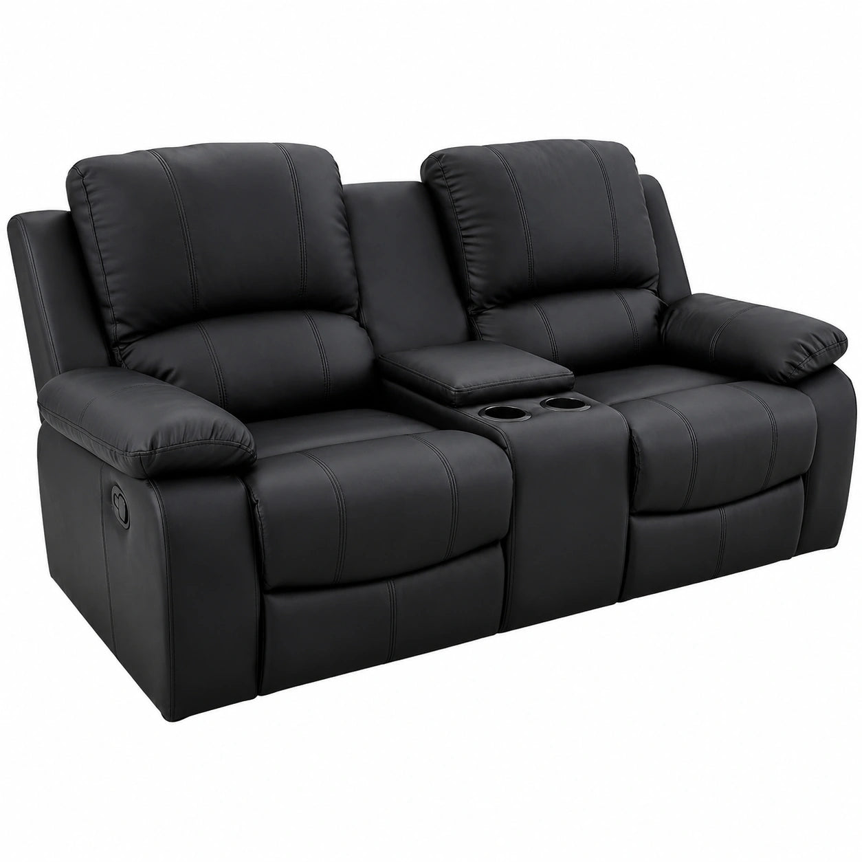 Invicta Interieur Kinosessel-Set für Zwei, Schwarz, mit Getränkehalter und Liegefunktion, 190 cm