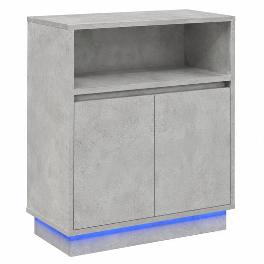 Moderner LED-Sideboard in Betongrau, 71x34,5x75 cm, Hochwertiger Holzwerkstoff, Ideal für Wohnzimmer