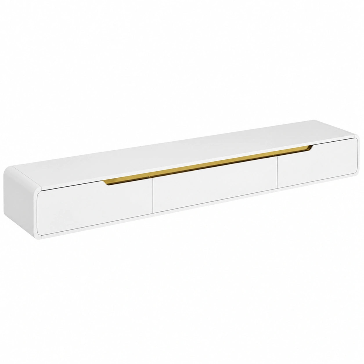 Wandhängendes TV-Lowboard aus Massivholz, weiß, 120 cm, mit 2 Schubladen