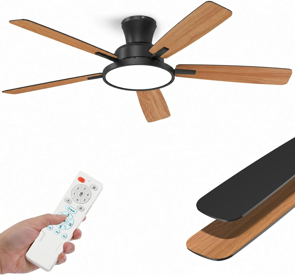 Taloya Deckenventilator, Fernbedienung, Schwarz