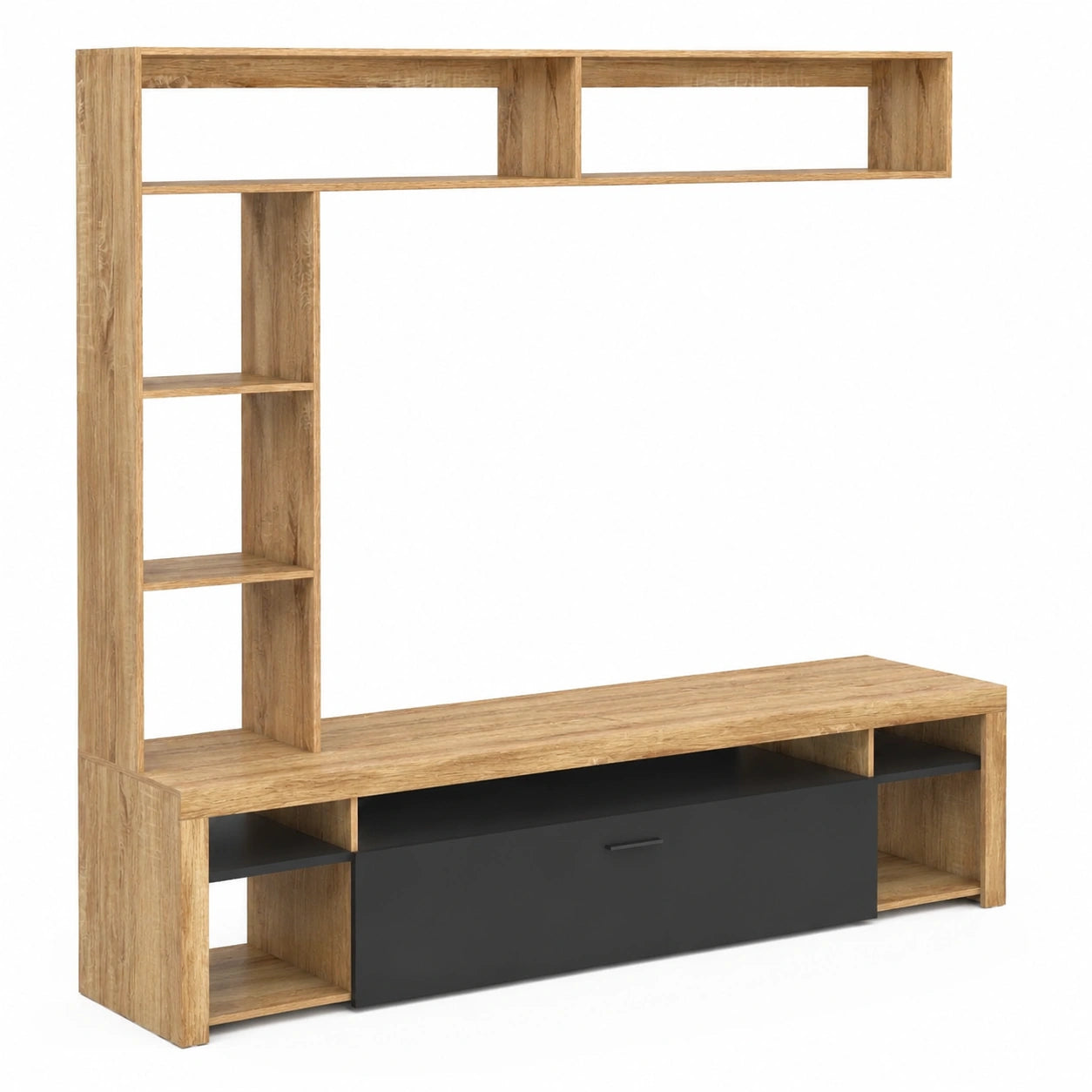 IDMarket - TV-Möbelset mit Regalen MALO, Holz und Schwarz, 170 cm