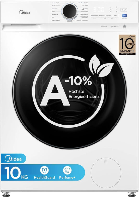 Midea Waschmaschine MFV3EW100BA10, Fassungsvermögen 10 kg, Weiß