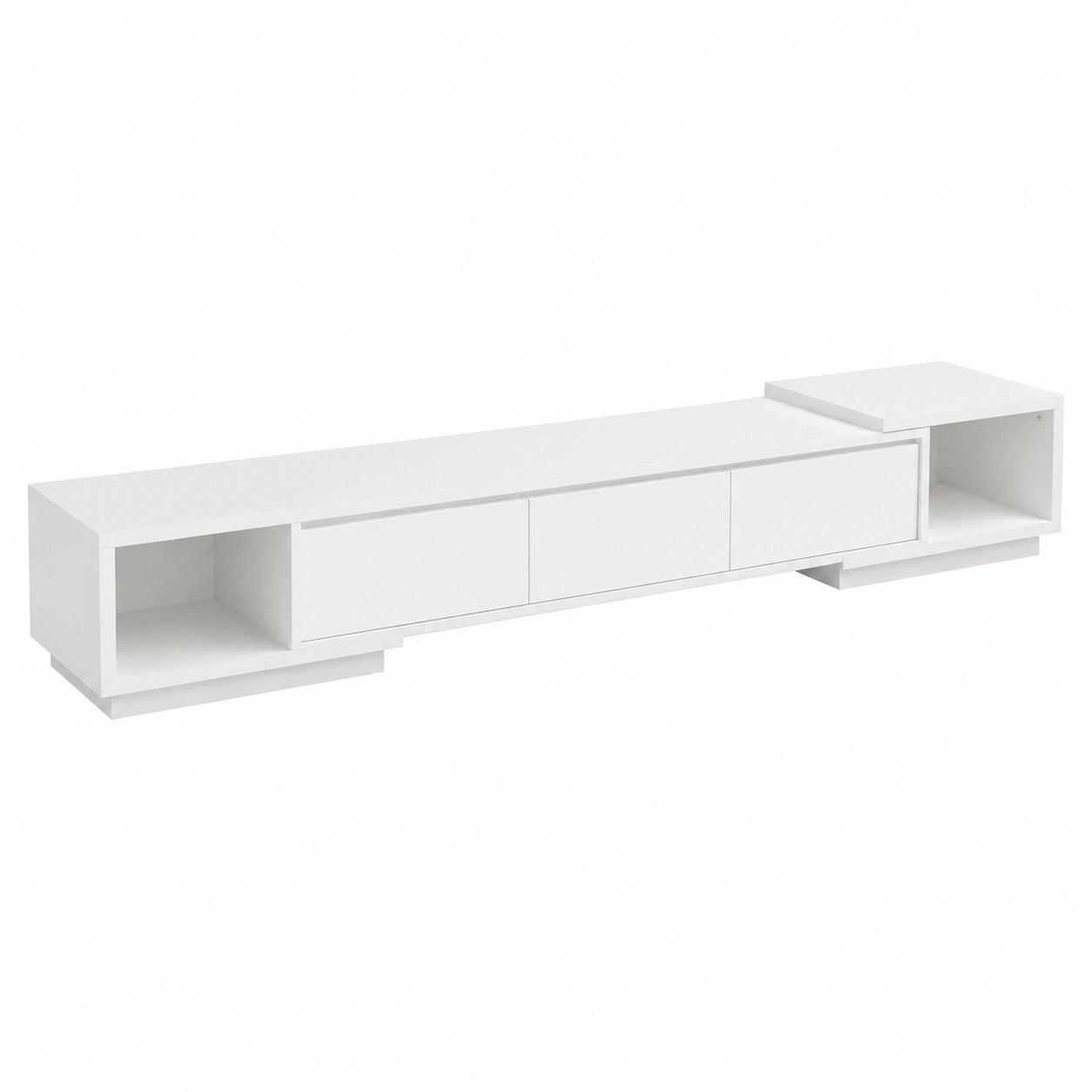 Caldion Verstellbares TV-Lowboard, Weiß, 160-270 cm, mit 3 Schubladen
