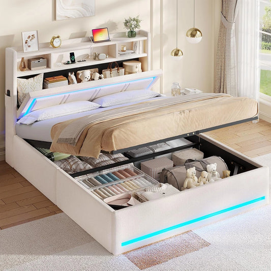 AOGLLATI Bett 140x200, 140 × 200 cm, Beige