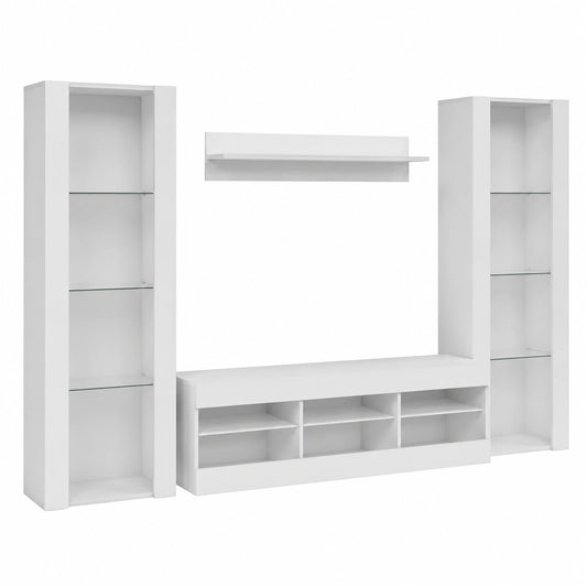 Moderne Wohnwand Tivoli Medio in Weiß, 245x159x35cm, ohne LED für Wohnzimmer und Schlafzimmer