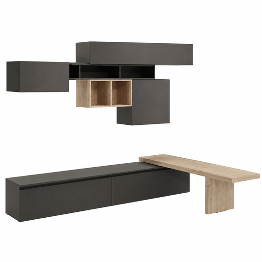 Modulare Wohnwand Ilary, modernes Design, viel Stauraum, Selbstmontage